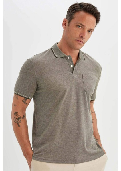 New Regular Fit Kısa Kollu Basic Düz Polo Tişört C6004AX24SM