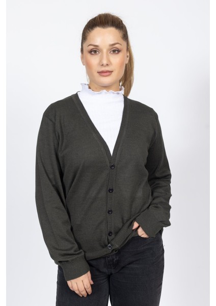 Vs Bayan V Yaka Dügmeli Düz U.kol Hırka Trk Yeşil indirimleri