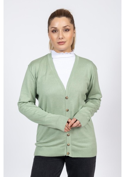 Vs Bayan V Yaka Dügmeli Düz U.kol Hırka Trk Su Yeşili fiyatları