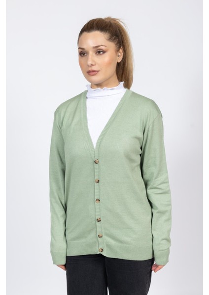 Vs Bayan V Yaka Dügmeli Düz U.kol Hırka Trk Su Yeşili indirimleri