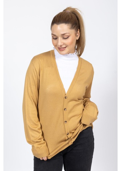 Vs Bayan V Yaka Dügmeli Düz U.kol Hırka Trk Hardal fiyatları