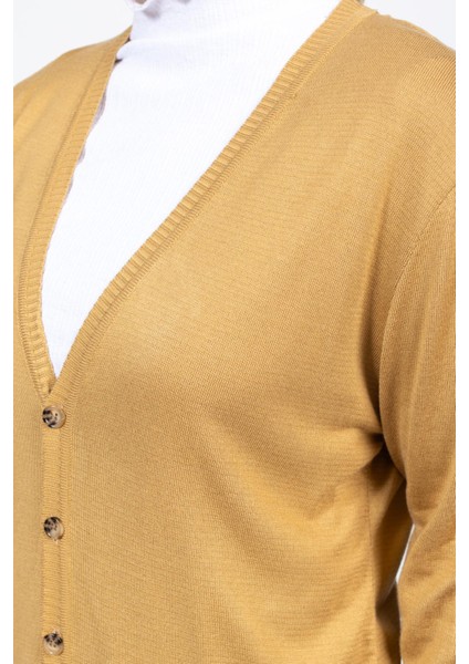 Vs Bayan V Yaka Dügmeli Düz U.kol Hırka Trk Hardal modelleri