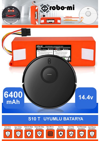 Xiaomi Mi Robot Vacuum S10T 6400mAh Robot Süpürge Bataryası - Gerçek Kapasite, Maksimum Güvenlik