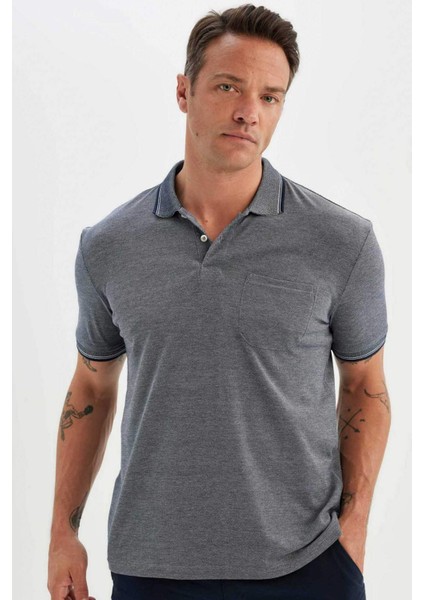 New Regular Fit Kısa Kollu Basic Düz Polo Tişört C6004AX24SM