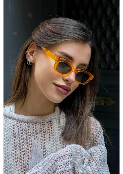 Gurlz Kadın Cat-Eye Güneş Gözlüğü Mat Turuncu-Yeşil