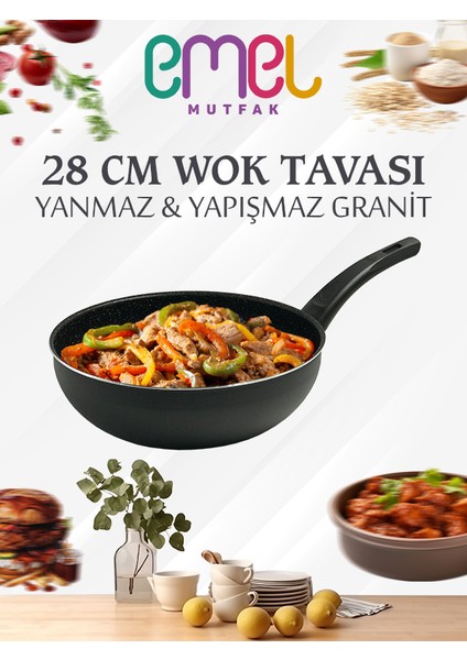 28 cm Granit Wok Tavası