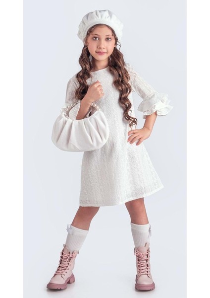 Miss Chloé Kız Çocuk Fransız Bere, Çanta, Çorap ve Elbise Takım M00704