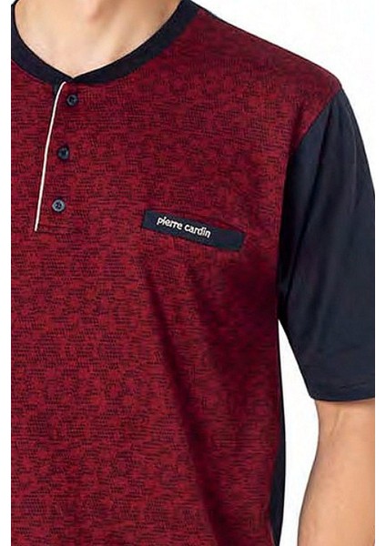 6088 Erkek Kısa Kollu 3'lü Jakarlı Pijama Takımı-Bordo fiyatları