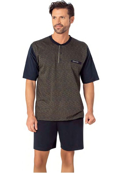 6088 Erkek Kısa Kollu 3'lü Jakarlı Pijama Takımı-Haki fiyatları