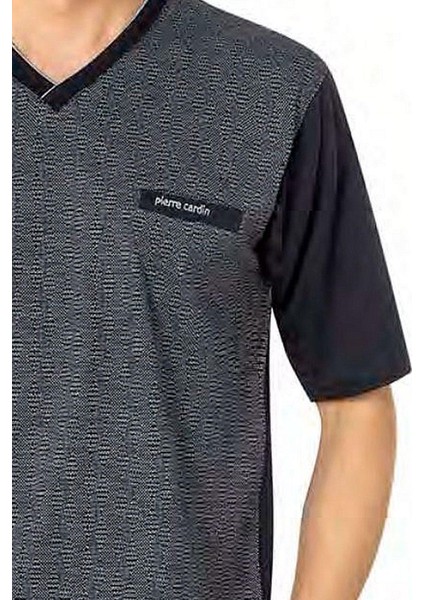 6089 Erkek Kısa Kollu 3'lü Jakarlı Pijama Takımı-Mavi fiyatları