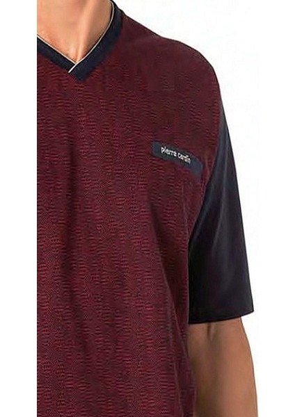 6089 Erkek Kısa Kollu 3'lü Jakarlı Pijama Takımı-Bordo fiyatları