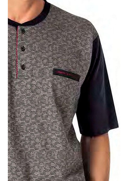 6088 Erkek Kısa Kollu 3'lü Jakarlı Pijama Takımı-Lacivert fiyatları