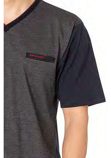 6089 Erkek Kısa Kollu 3'lü Jakarlı Pijama Takımı-Lacivert fiyatları