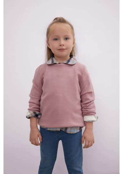 Kız Bebek Bisiklet Yaka Basic Düz Triko Kazak X8187A224AU modelleri