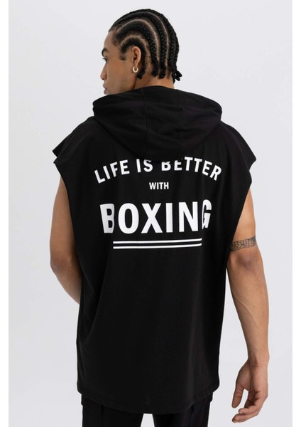 DeFactoFit Oversize Fit Baskılı Kapüşonlu Sporcu Atlet A2237AX24HS