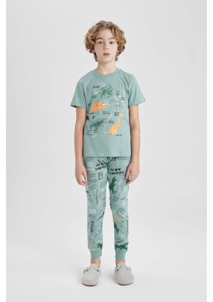 Erkek Çocuk Dinazor Baskılı Kısa Kollu Pijama Takımı Z9178A624SM