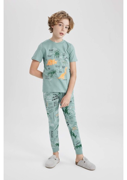 Erkek Çocuk Dinazor Baskılı Kısa Kollu Pijama Takımı Z9178A624SM