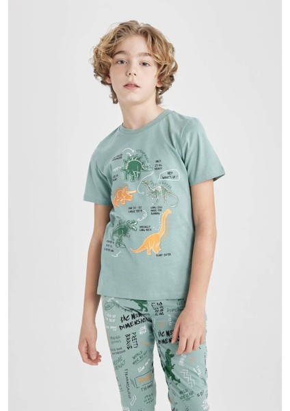 Erkek Çocuk Dinazor Baskılı Kısa Kollu Pijama Takımı Z9178A624SM