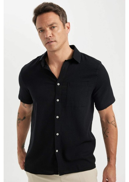 Regular Fit Yazlık Polo Yaka Pamuklu Kısa Kollu Gömlek C7633AX24SM