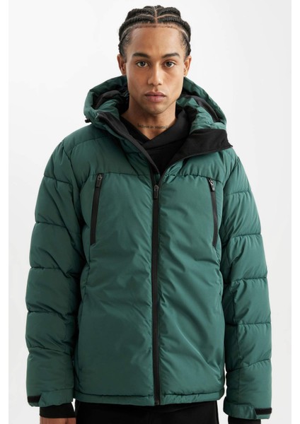 Fit Kapüşonlu Mont Su Geçirmez Rüzgar Geçirmez Fermuarlı Cepli C8763AX24WN