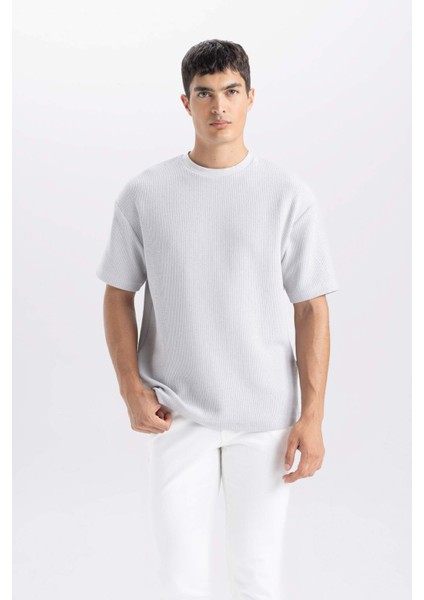 Boxy Fit Bisiklet Yaka Kısa Kollu Basic Düz Tişört C8724AX24AU modelleri