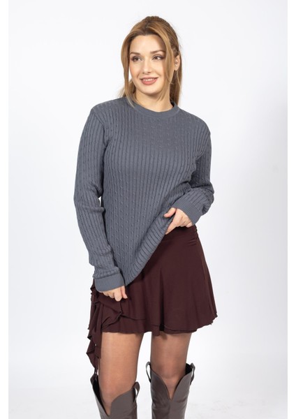 Vs Bayan 0 Yaka Saç Örgü U.kol Kazak Trk Füme fırsatları