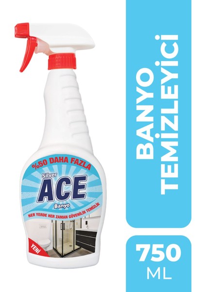 Silver Ace Ultra Güçlü Banyo Temizleyici ve Kireç Çözücü Sprey 750 ml