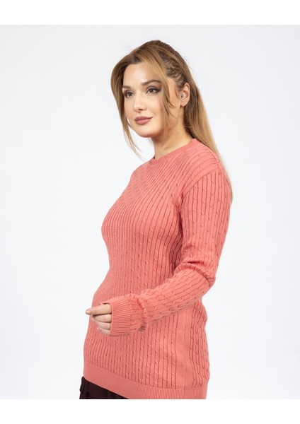 Vs Bayan 0 Yaka Saç Örgü U.kol Kazak Trk Somon fırsatları