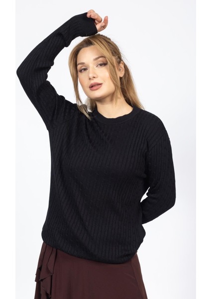 Vs Bayan 0 Yaka Saç Örgü U.kol Kazak Trk Siyah modelleri