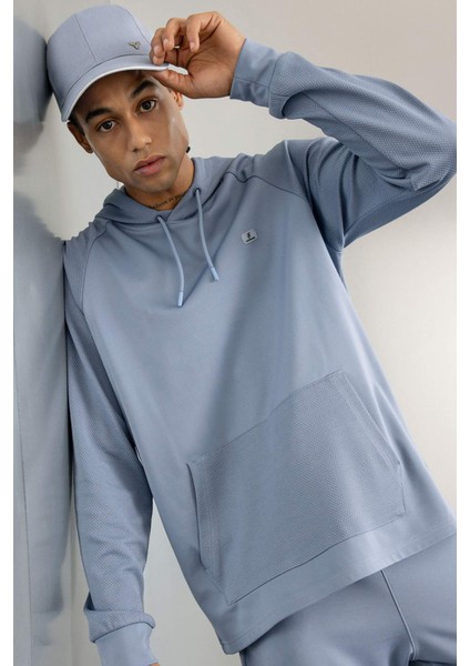 Mavi DeFactoFit Standart Fit Kapüşonlu Cepli Sporcu Sweatshirt C9171AX24AU