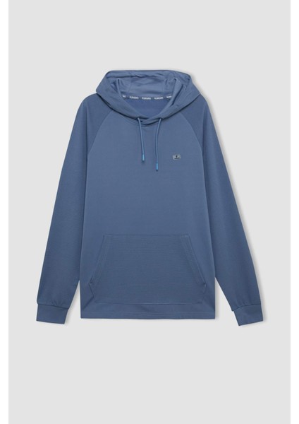 Mavi DeFactoFit Standart Fit Kapüşonlu Cepli Sporcu Sweatshirt C9171AX24AU