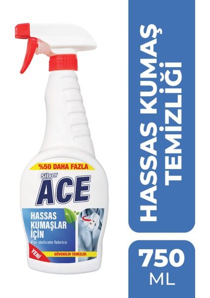 Silver ACE Kumaş ve Hassas Yüzeyler Için Güçlü Leke Çıkarıcı Sprey 750 M