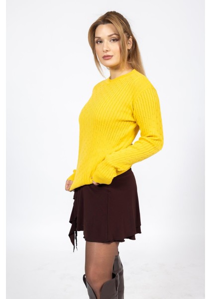 Vs Bayan 0 Yaka Saç Örgü U.kol Kazak Trk Sarı modelleri