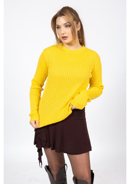 Vs Bayan 0 Yaka Saç Örgü U.kol Kazak Trk Sarı fırsatları