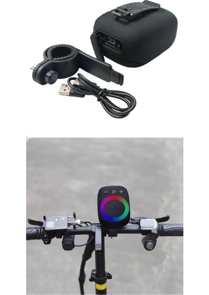 Bisiklet Motosiklet E-Scooter Uyumlu Gidona Bağlantılı Bluetooth Hoparlör 5W Rgb Işıklı Ses Bombası indirimleri