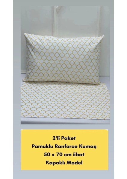 Nivemeshome Sarı Geometrik Desen 2 Li Yastık Kılıfı Kapaklı 50X70