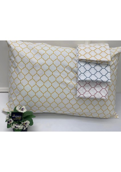Nivemeshome Sarı Geometrik Desen 2 Li Yastık Kılıfı Kapaklı 50X70