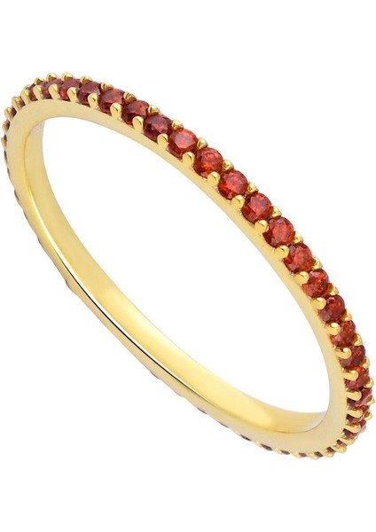 Garnet Zirconia Taşlı Tamtur Yüzüğü