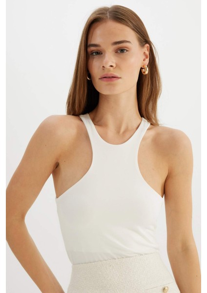 Slim Fit Dar Kesim Halter Yaka Basic Düz Atlet C9248AX24SM