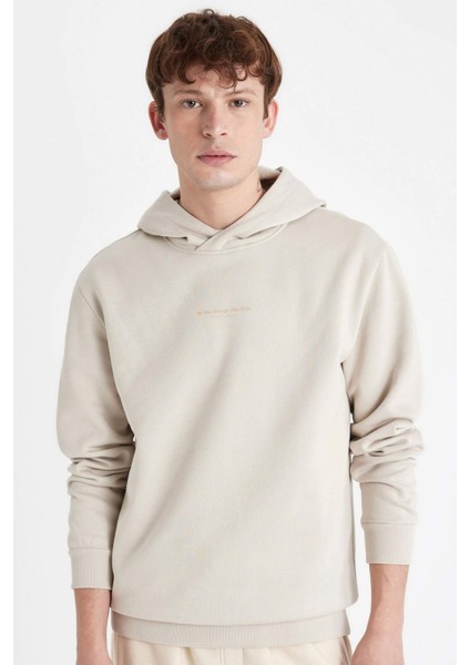Regular Fit Kapüşonlu Baskılı Sweatshirt C6131AX24AU