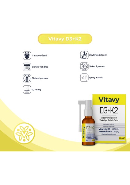 D3K2 Vitamini Sprey 20 ml 140 Puff
