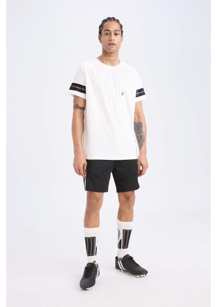 DeFactoFit Slim Fit Dar Kesim Sporcu Kısa Paça Skuba Dalgıç Kumaş Şort D0673AX24AU