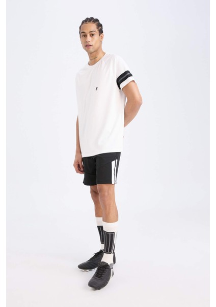 DeFactoFit Slim Fit Dar Kesim Sporcu Kısa Paça Skuba Dalgıç Kumaş Şort D0673AX24AU