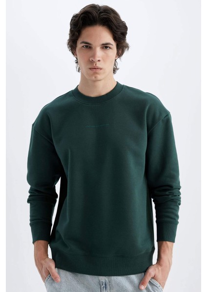 Boxy Fit Bisiklet Yaka Baskılı Sweatshirt X8282AZ24AU