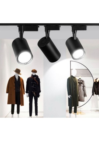 6 Adet Dekoratif LED Ray Spot + 2 Metre Ray Siyah Kasa Günışığı Işık