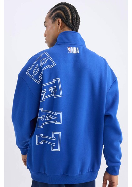 Fit NBA Miami Heat Oversize Geniş Kalıp Dik Yaka Sırt Baskılı Kalın Sweatshirt A7247AX24AU