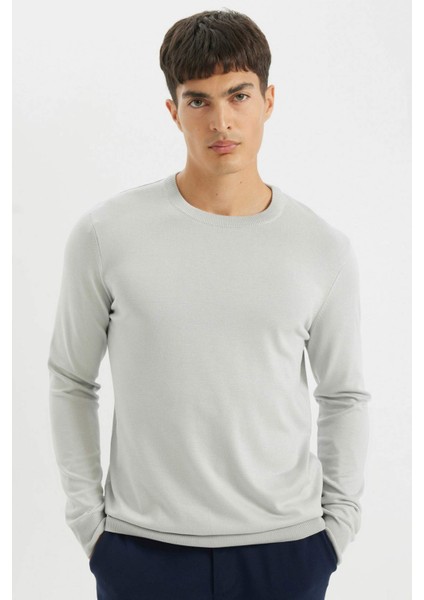 Standart Fit Normal Kesim Bisiklet Yaka Basic Düz Triko Rahat Kazak A5268AX24AU