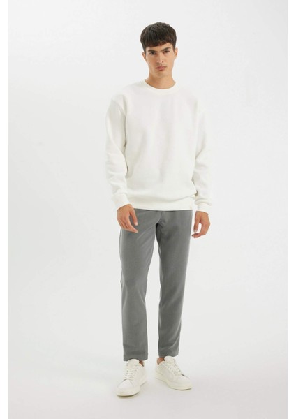 Oversize Geniş Kalıp Bisiklet Yaka Kalın Basic Düz Sweatshirt T5139AZ24AU