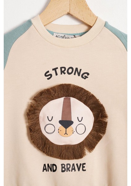 Aslan Figürlü Yazı Baskılı Mint Renk Erkek Çocuk Ikili Takım fiyatları