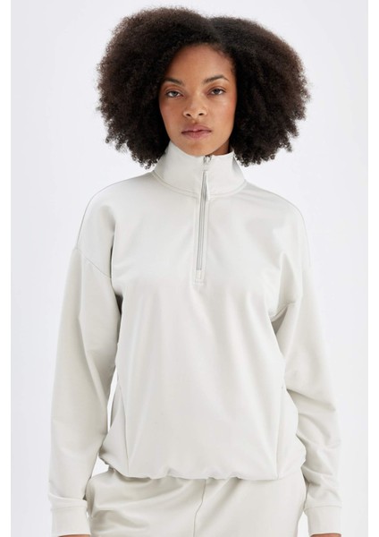 Fit Loose Fit Dik Yaka Fermuarlı Sporcu Sweatshirt C9406AX24AU